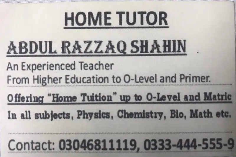 home tutor available